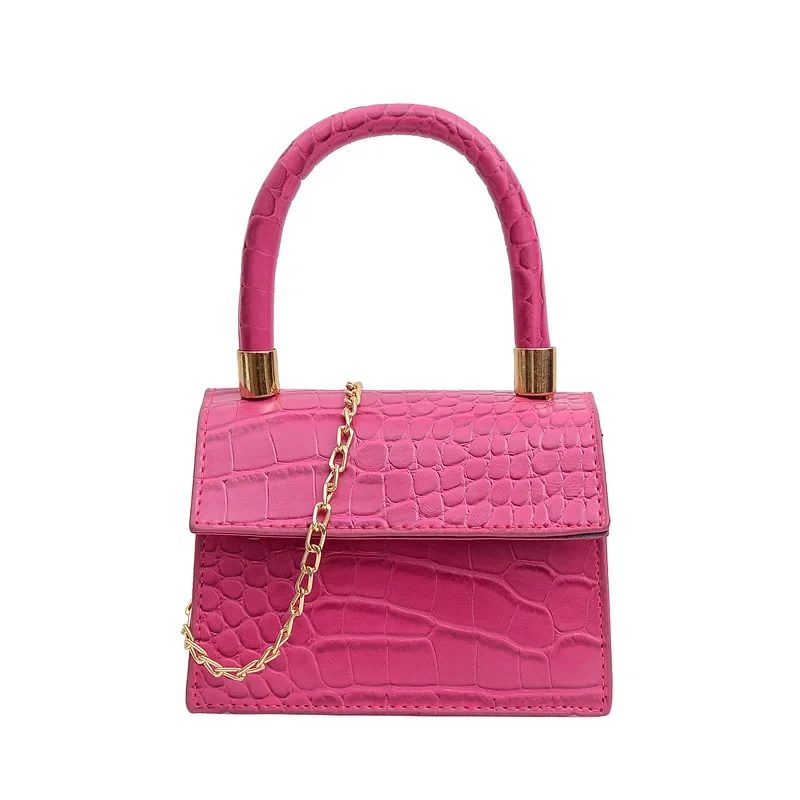 Crocodile Pattern Pink Crossbody Bag for Women Fashion All-match Female Chain Shoulder Bags Mini Purses Handbags Designer Bags