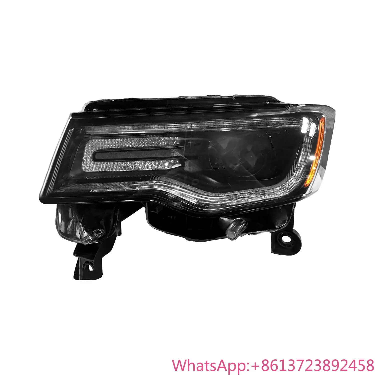 Flyingsohigh Bi-Xenon Headlamp Front Lamp for 2014-2016 Jeep Grand Cherokee W/o AFS Black Bezel Headlight CH2502287 55112917AF