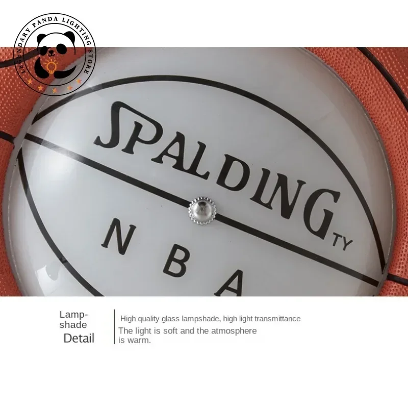 Modern Designer Ceiling Light Creative Cartoon Basketball Resin Fixture Children Bedroom Nursery Kindergarten Parlor Decor Lamps