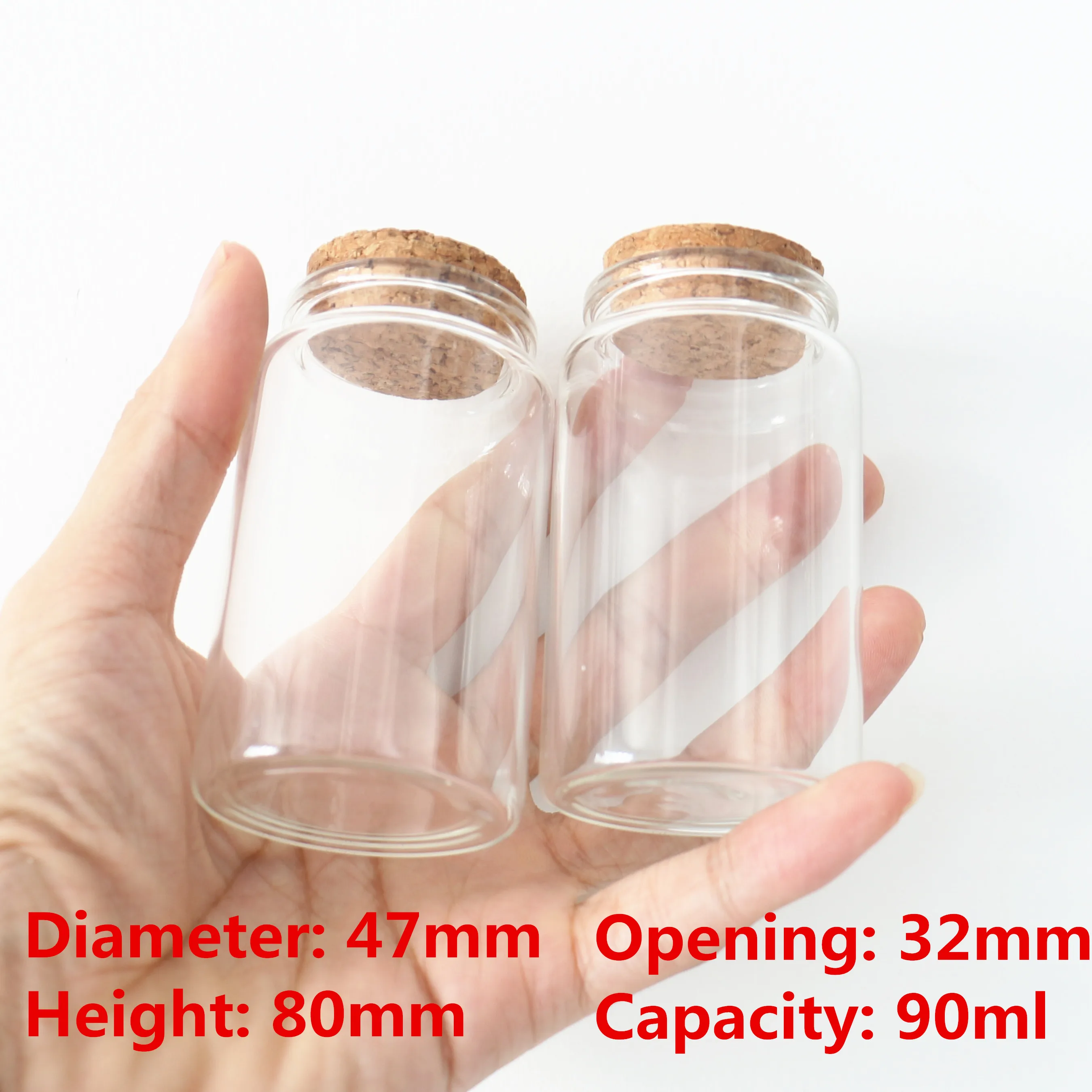 6 Pcs/lot 32*47*80mm 90ml Glass Bottles With Cork Spicy Storage Tiny Bottle Containers Glass Jars Candle Vials Craft DIY Jar