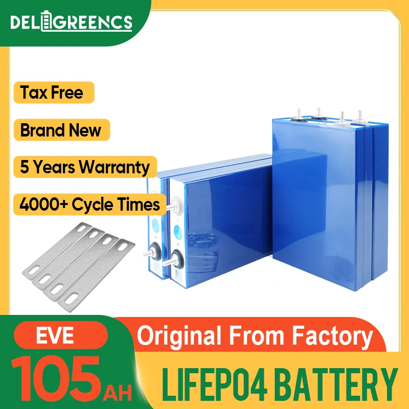 

3.2V 105H Brand New Grade A Lifepo4 Rechargeable For Home Solar System 12V 24V 48V Battery Pack Deep Cycle With Free Busbars