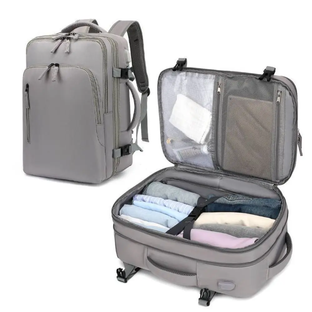 New Polyester Fiber Expandable Travel Backpack Waterproof Large Capacity Business Backpack Multi-purpose Traveling Bag Women