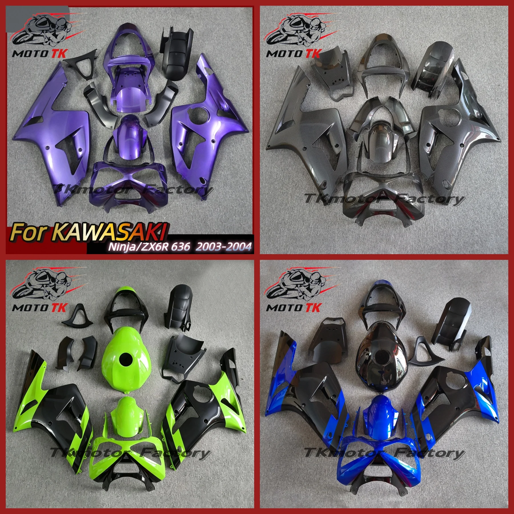 ABS Plastic Fairing Kit Fit For KAWASAKI ZX6R 636 2003 2004 03 04 Motorcycle Fairings Bodywork Panel Kits