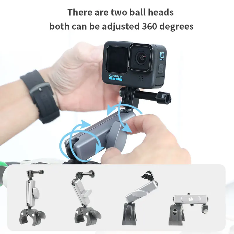 Handlebar Mount for GoPro Action Camera, Alumínio Mountain Pole Mount, Acessórios para bicicletas, Rotação de 360 graus, Dji Insta X3