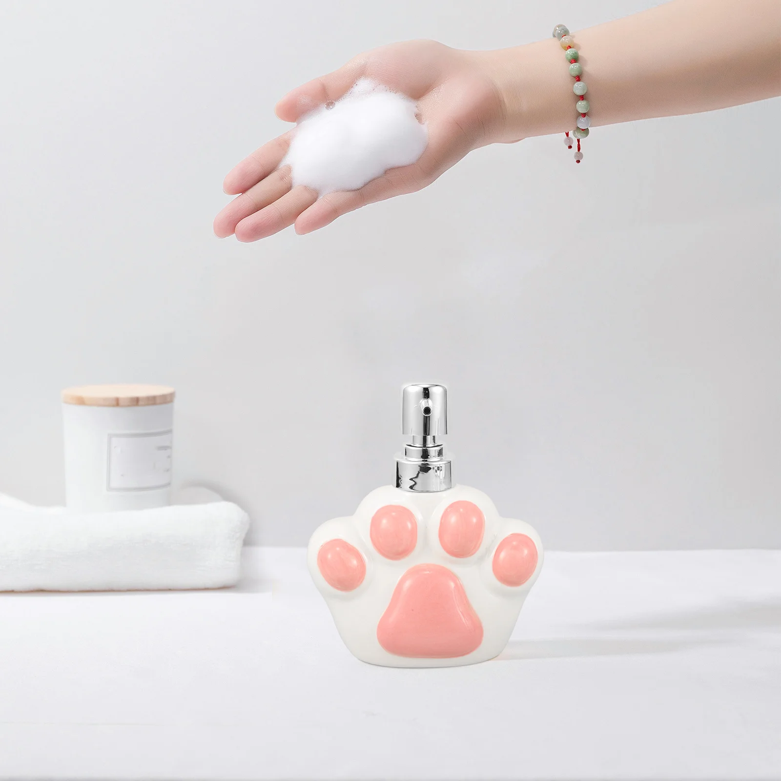 موزع صابون بتصميم مخلب القطط من السيراميك، زجاجة محلول متعددة الاستخدامات، مدمجة ومحمولة ومضادة للتسرب، أنيقة وحديثة للاستخدام في المطبخ #6