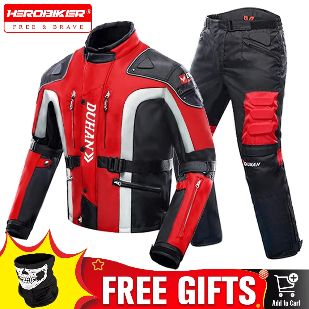 

DUHAN зимняя мотоциклетная куртка, мотобрюки, износостойкая куртка для мотокросса, ветрозащитная мотозащитная туристическая одежда для мужчин