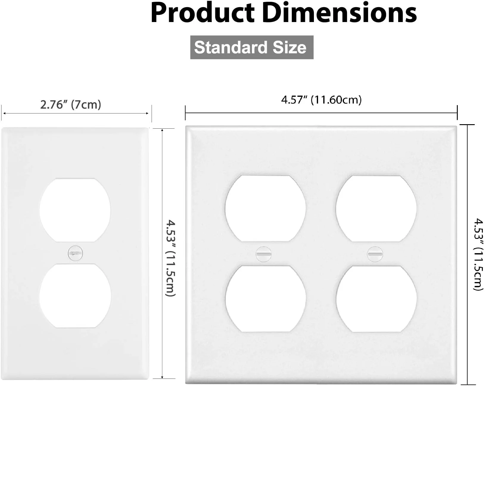 Duplex Wall Plate, 5 Pack, White Outlet Covers, Duplex Outlet Cover, Double Outlet Cover, Outlet Covers, Double Receptacle, Doub