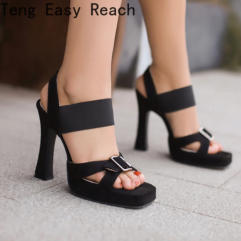 2024 Women Sandals Sexy High Heels Buckle Ankle Strap Women Shoes Thick Heels Platform Fashion Summer Female Pumps New Sandals