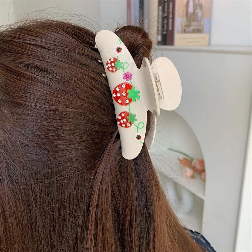 

Радужная инкрустация стразами, коготь для волос, цветок контрастного цвета, женский зажим в виде акулы, элегантный водонепроницаемый акриловый головной убор с когтями для волос