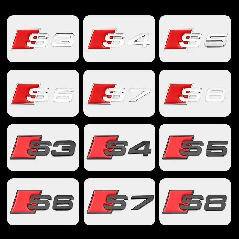 1 قطعة ثلاثية الأبعاد ABS شعار السيارة لأودي RS S3 S4 S5 S6 S7 S8 A3 A4 A5 A6 A7 A8 Q3 Q5 Q7 TT الخلفي الجذع الجسم شعار شارة ملصقات