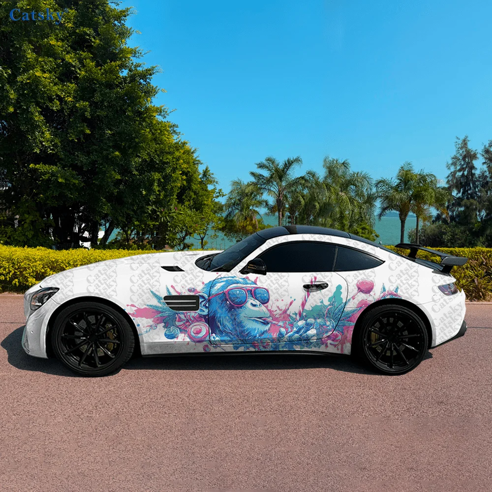 

Наклейки на боковые части автомобиля CATSKY, 2 шт., красочные, в виде очков-конфет и гориллы. | Самоклеящиеся водонепроницаемые и устойчивые к царапинам наклейки из ПВХ, Fashi