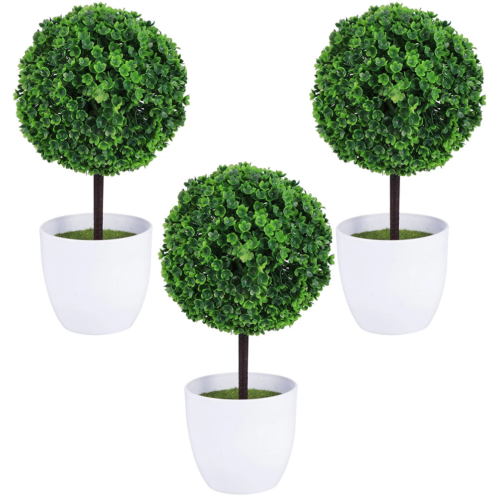 

3pcs Artificial Balls Lifelike Cherry Bonsai Simulation Greenery Fake Cherry Ball Decor Plastic Desktop Ornament Home Office