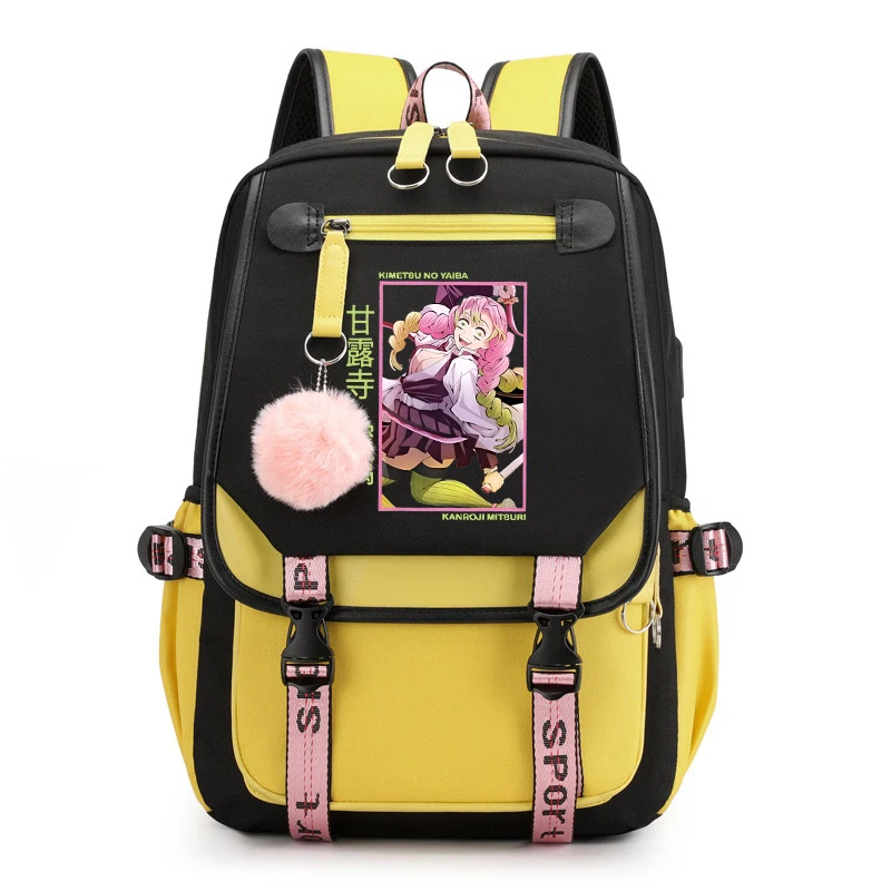 Students Bookbag Anime Kanroji Mitsuri Travel Backpack Teenager School Shoulder Backpack Bags Boys Girls School Bags