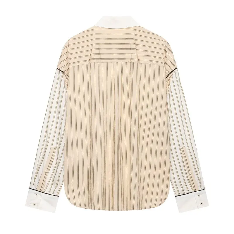 New 2026 Early Autumn Women's Long Sleeve Collared Striped Shirt Pants Color Block Fashionable Casual Wear Work Uniform view 2