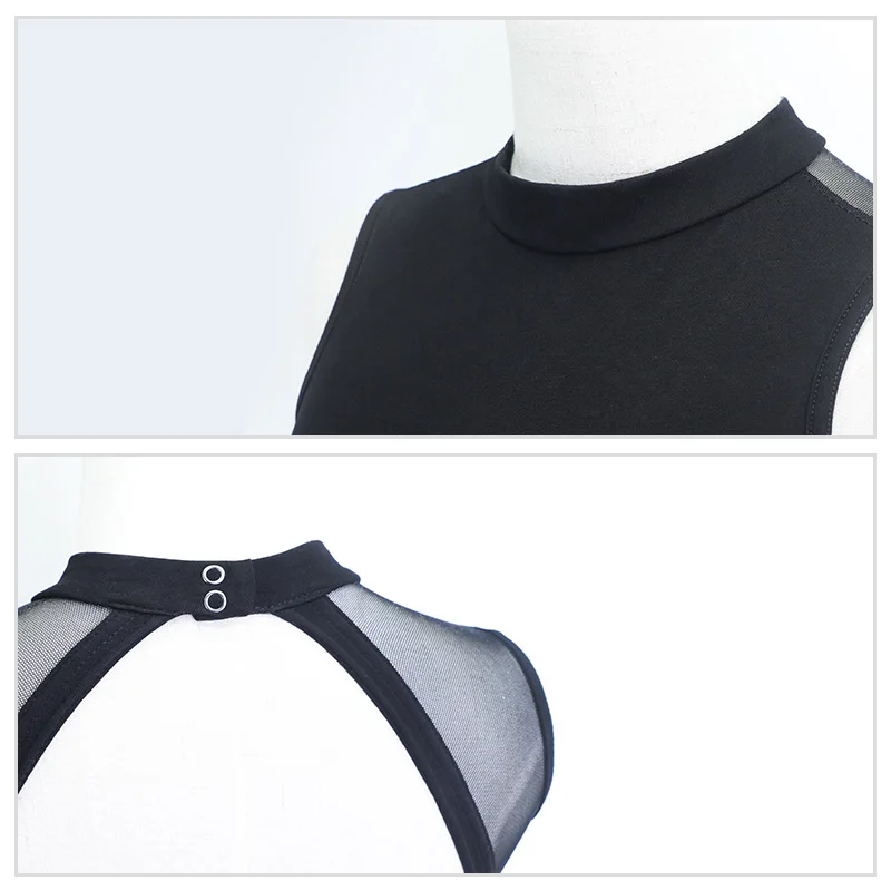 Justaucorps de Ballet pour femmes adulte maille épissure dos nu justaucorps de danse col roulé justaucorps de gymnastique sans manches Ballet danse body