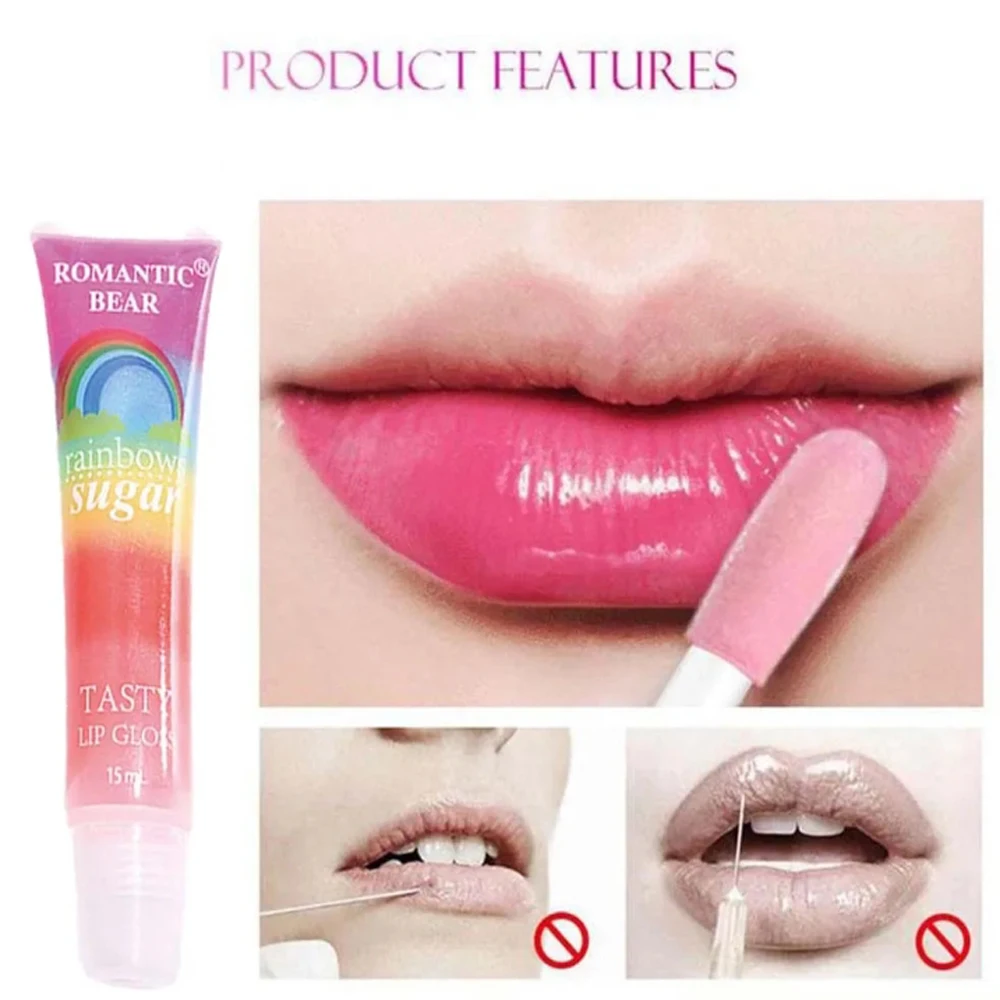 Sexy Red Lip Plumper Gloss Transparent Lip Gloss Rainbow Fruity Lip Balm Shiny Lip Tint Make up Mouth Primer Lipstick Makeup Hot