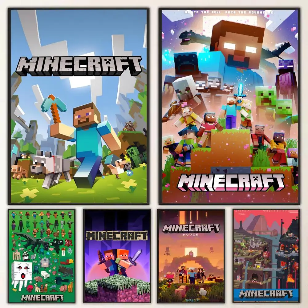 M-Mines C-Craft Game Poster, rahmenloses Poster, selbstklebender Kunstdruck, wasserfester Papieraufkleber, Kaffeehaus, Wohnzimmer, Bar, Zimmerwand, D