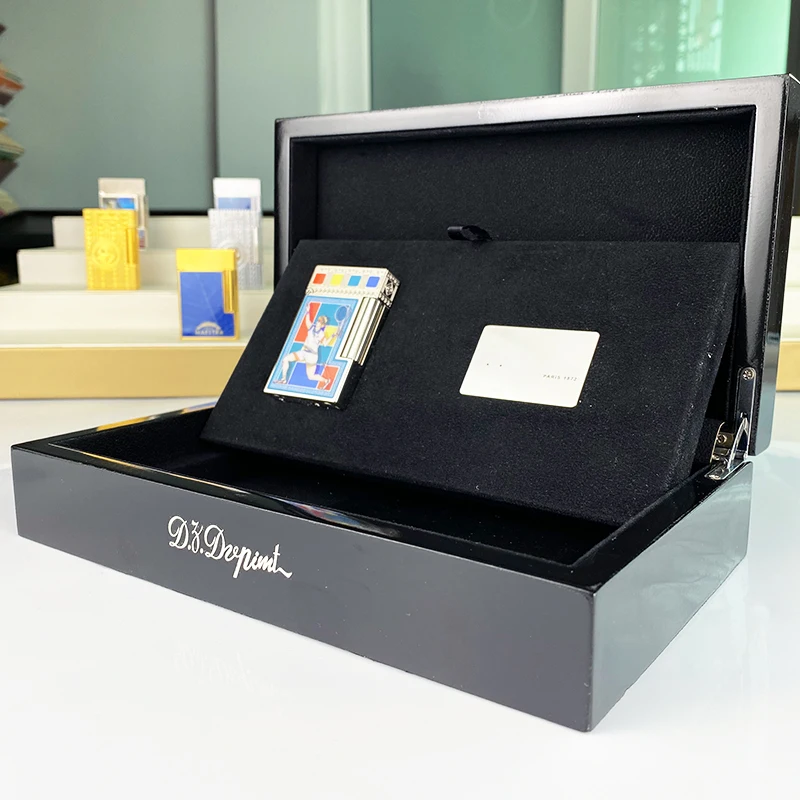 طبعة تذكارية جديدة فاخرة ولاعة البوتان لهب واحد ومزدوج لهجة مسطحة الطلاء الطبيعي المدخن L2 سلسلة 19024 #5