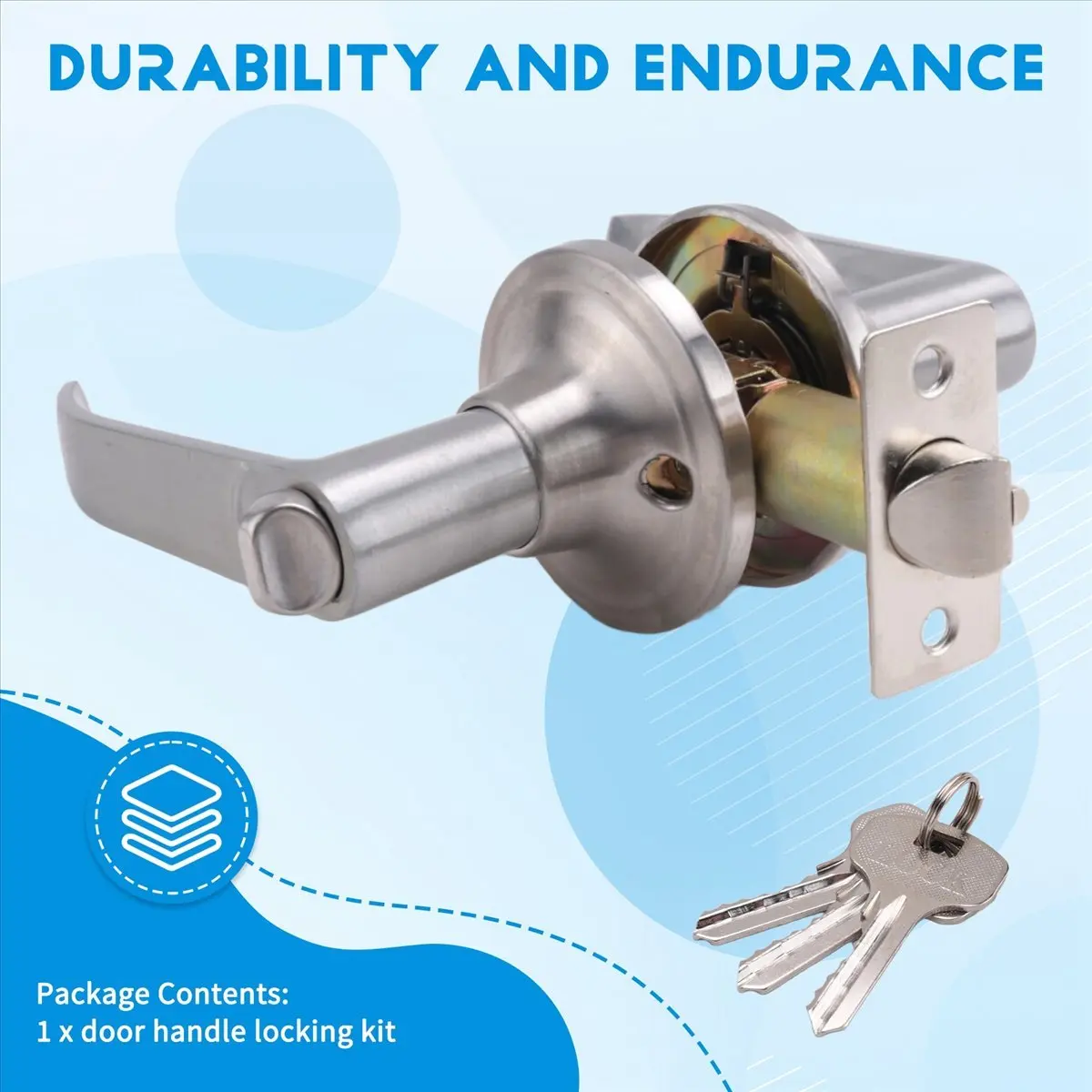 HGHO Door Handle Lock Entry Sliding Front Doors Entrance Keyed Locks Home Use for Bedroom Living Room Indoor Household