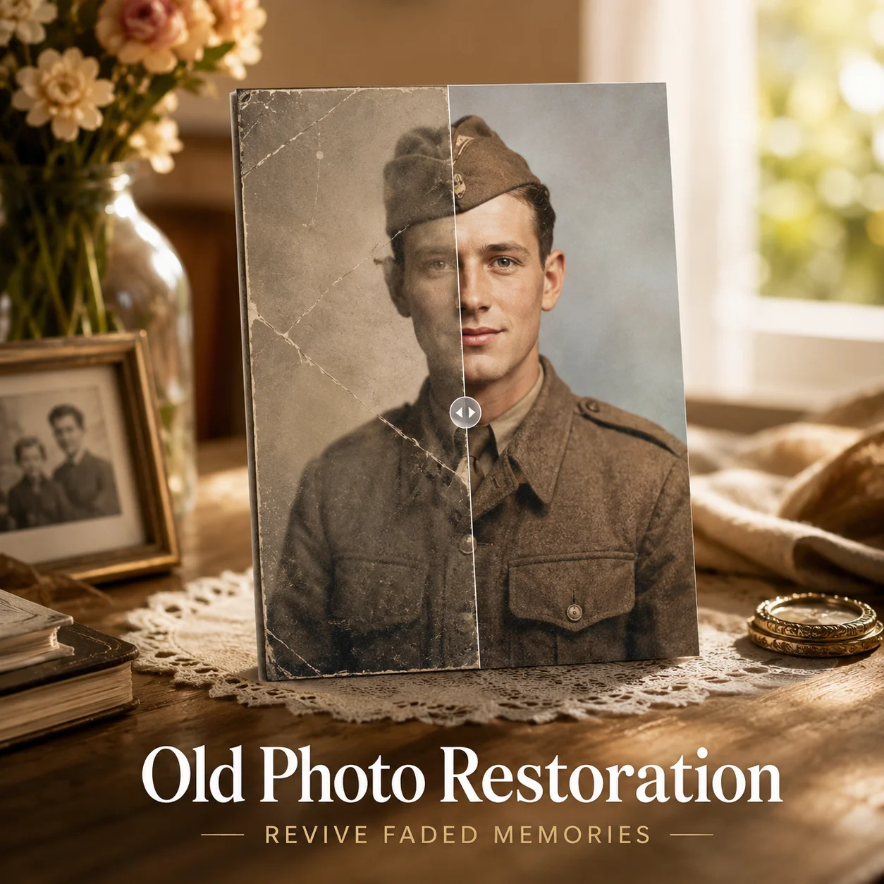 Personalized Old Photo Restoration Custom Picture Repair Service Vintage Memory Portrait Frame Gift For Family Wall Decor Plus