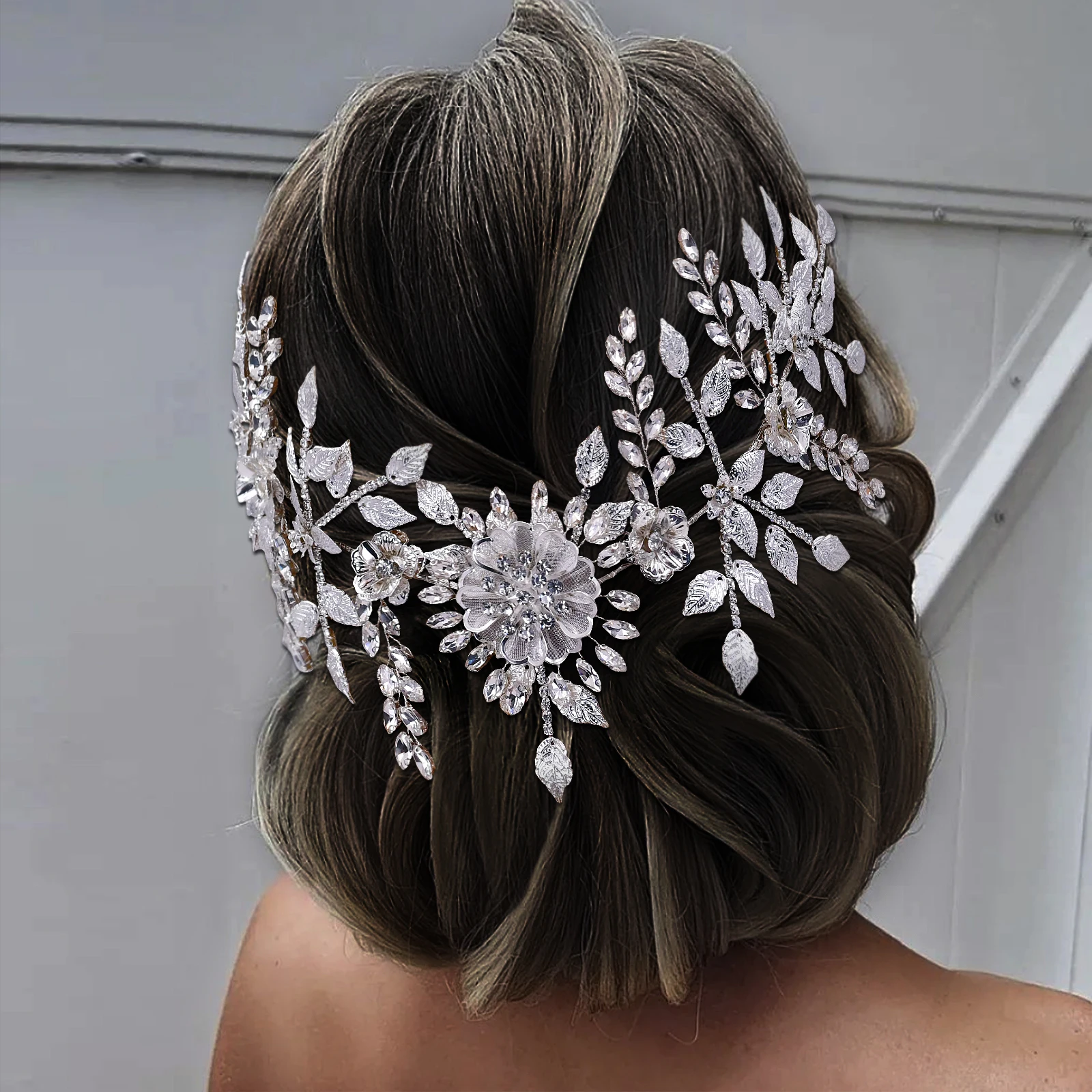 Alloy Leaves Headband Bridal Wedding Accessories Handmade Rhinestone Flower Hairpiece Fashion Crystal Jewelry Accessories HP509