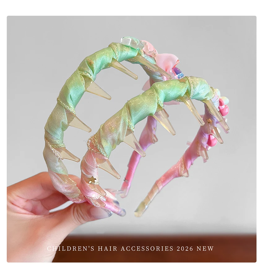 Mädchen Haarreif mit Zahngriff, niedliches 3D-Harzdekor, rutschfester Stoff-Haarreif für Kleinkinder, Kinder-Party-Haaraccessoires, Geschenk – Detail 8