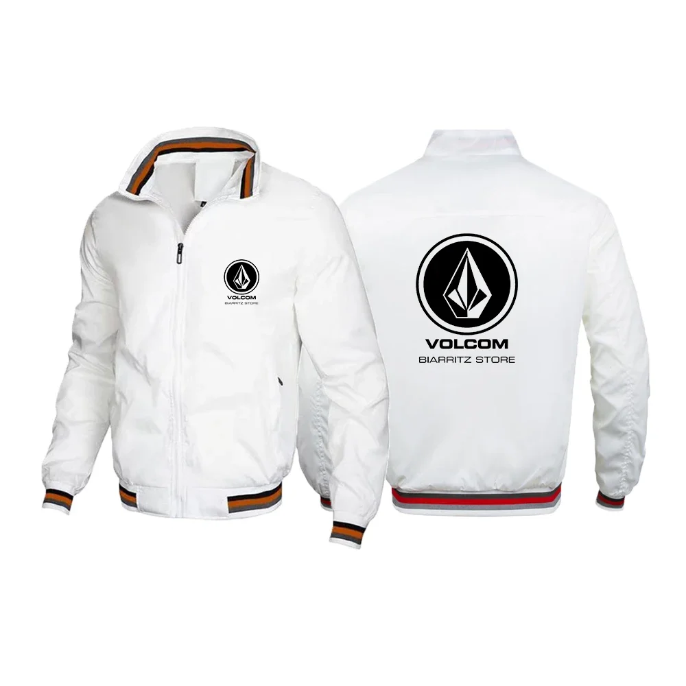 Volcom Men's Casual Splicing Baseball Jacket, High Neck, Mountain Sports, High Quality Coat, Affordable Price, Autumn