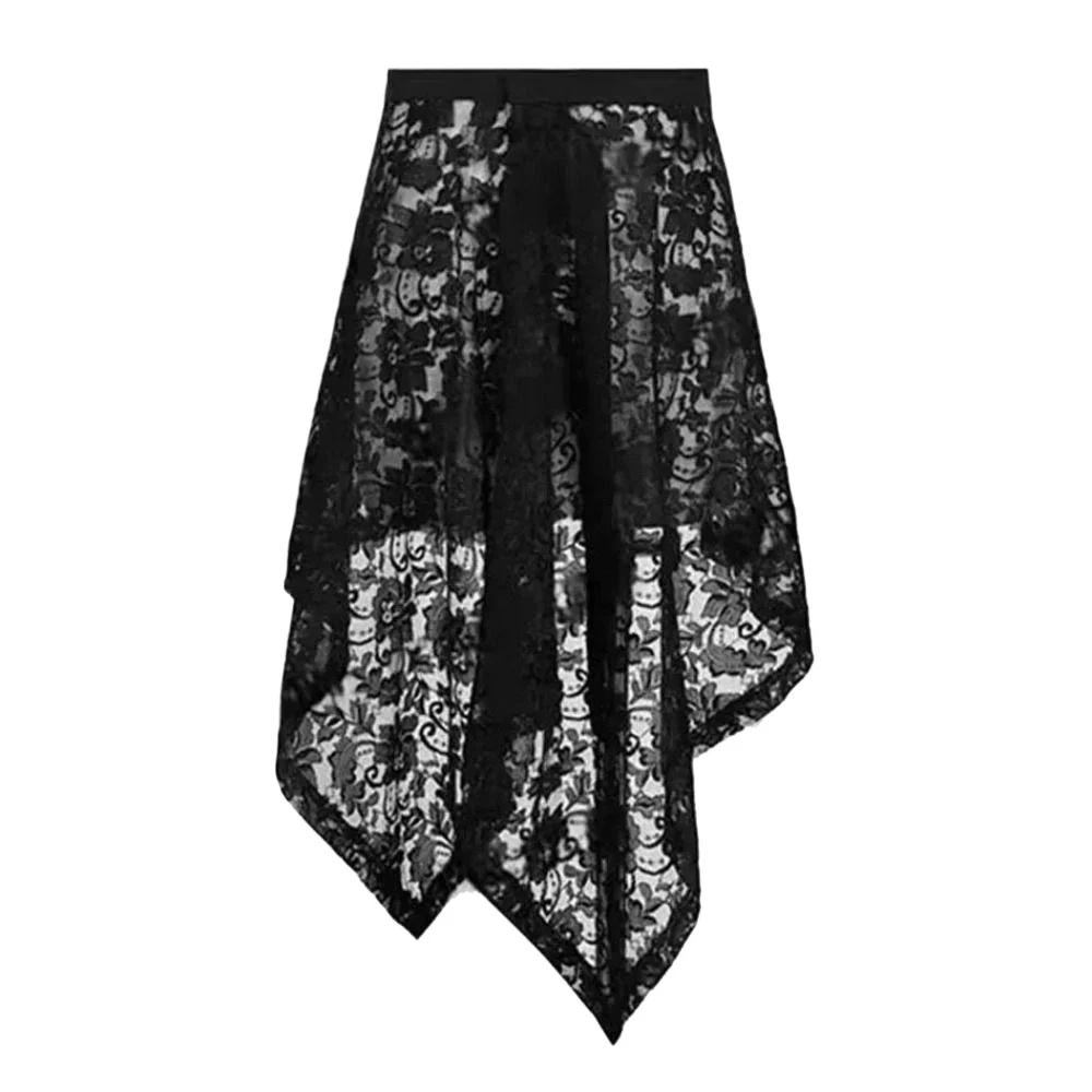 

Кружевная юбка - Прозрачная, с вышитыми цветами, в стиле Y2K, вдохновленная уличной модой