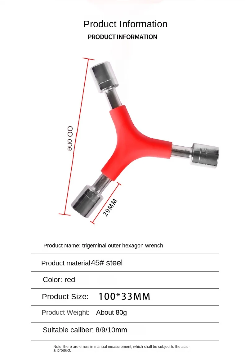 1pc Y Form Fahrrad Inbusschlüssel Innensechskantschlüssel 8mm 9mm 10mm MTB Straße Fahrrad Radfahren inbusschlüssel Werkzeuge – Detail 2