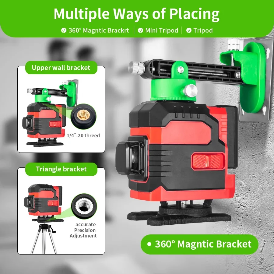 Effective 12-Wire Red High-precision Laser Level Wall-to-floor Portable Induction Switch Rotatable Base Laser Levels