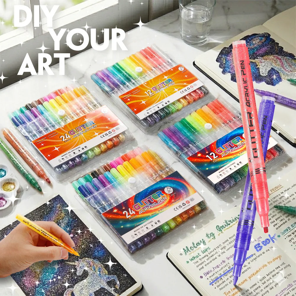Best-selling flashing marker set 24-color student graffiti DIY drawing pen colored card marker