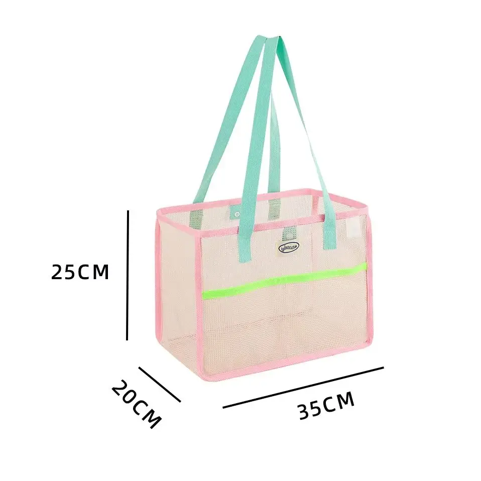 Beach Bags for Women Colorful Foldable Net Sand Tote Bag Travel Pool Storage Pocket for Beach Accessories view 6