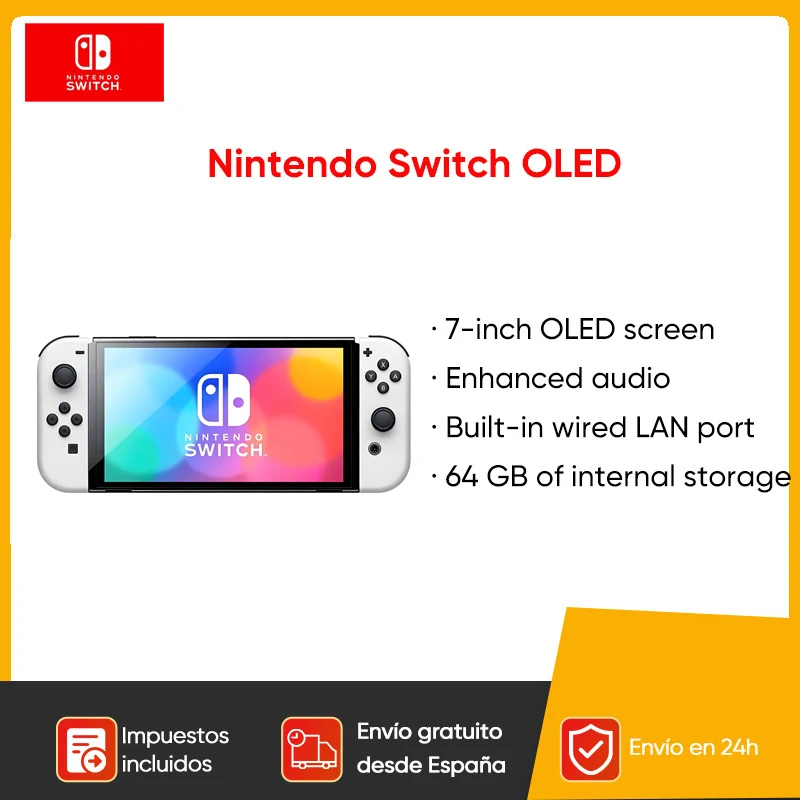 Nintendo Switch OLED Model 7 Inch Screen Joy‑Con Handle Enhanced Audio Adjustable Console Stable TV Mode Video Game