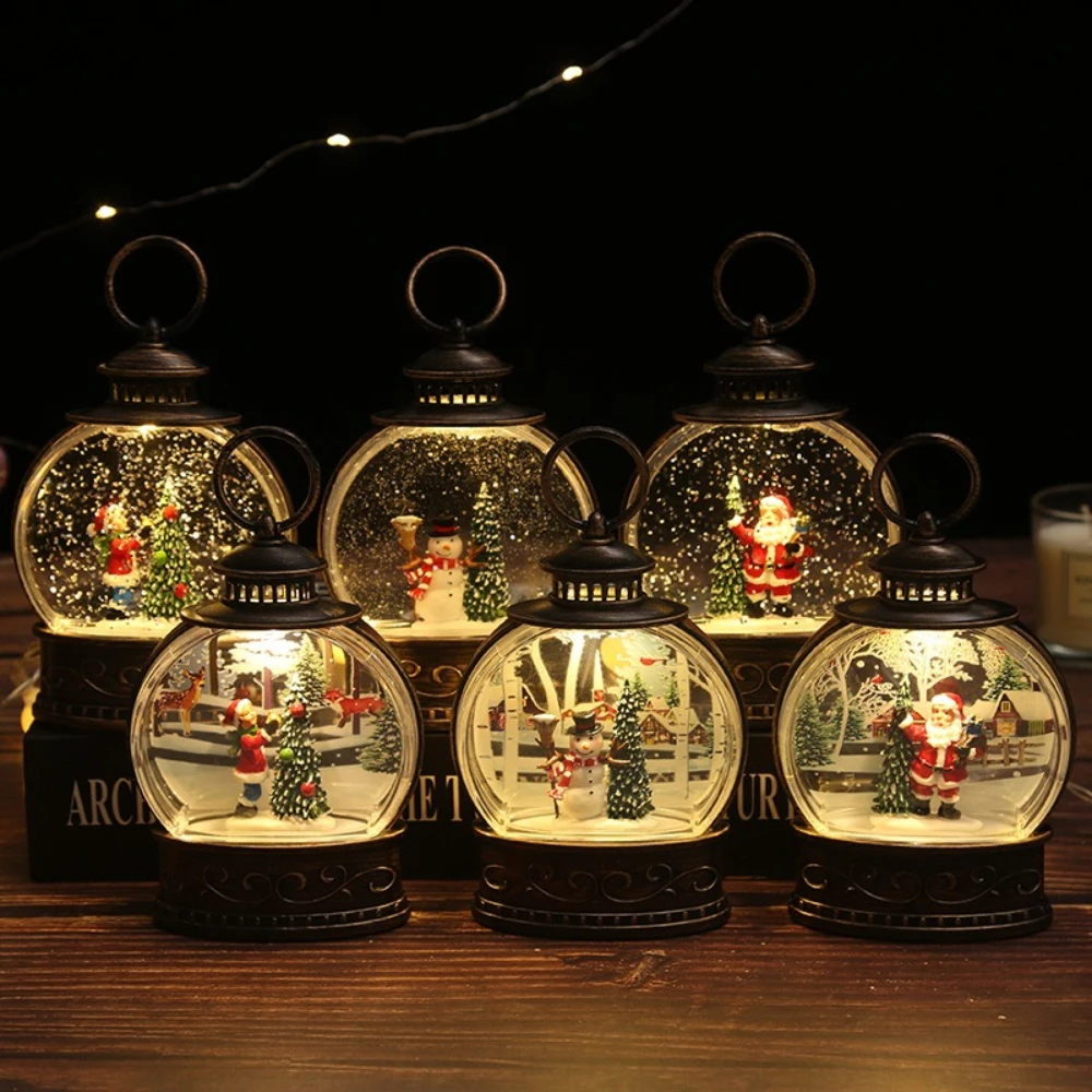 Christmas Decorative Wind Lamps Christmas Gifts Souvenirs Santa Claus Water-filled Night Lights Flat