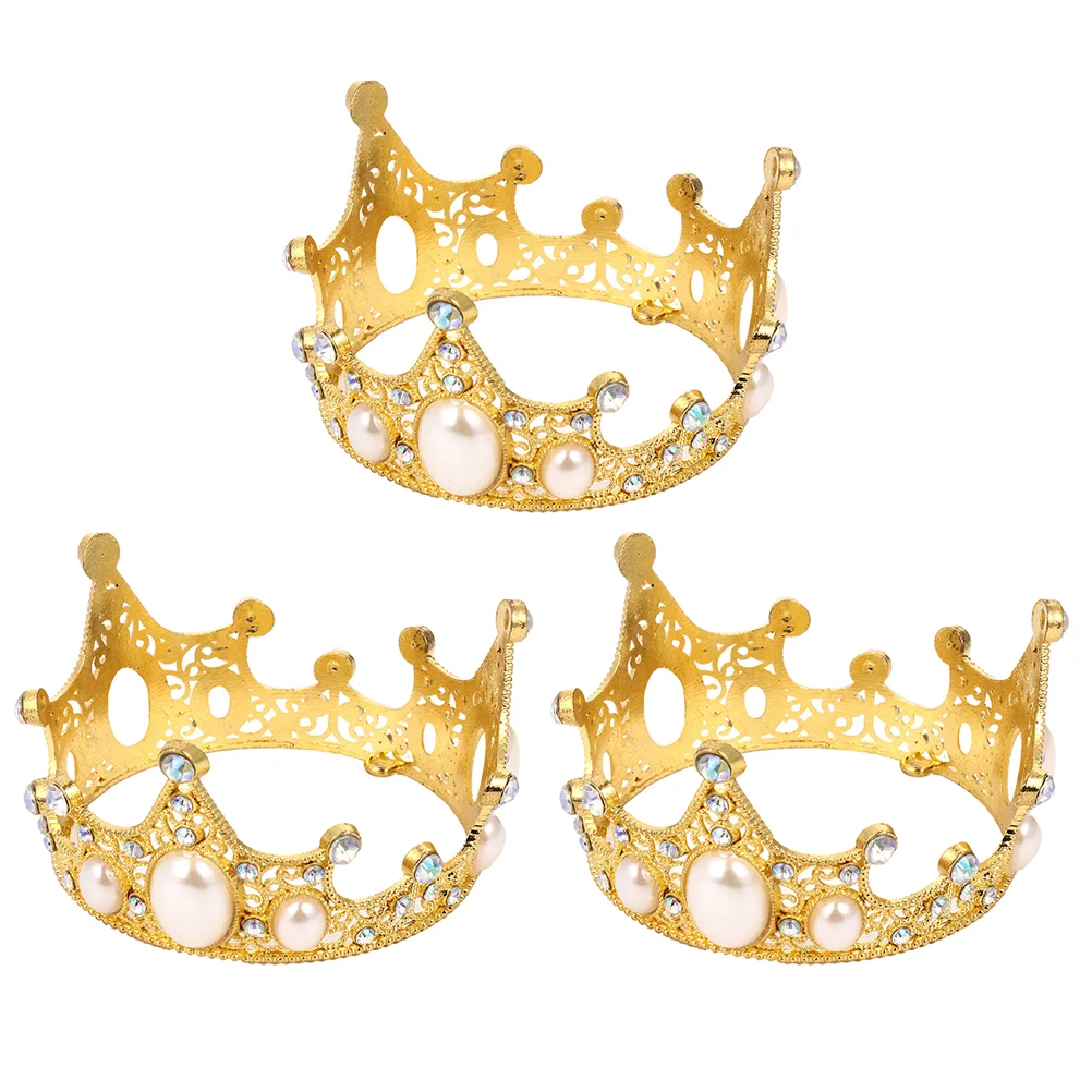 

3 Pcs Party Decorations Gold Headpiece Cupcake Wedding Ceremony Supplies Fashion Pearl Bride