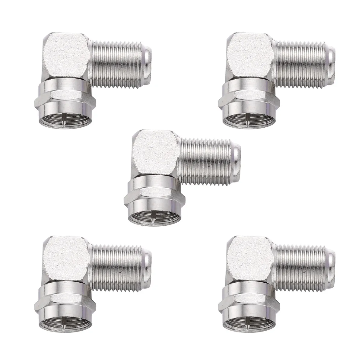 5Pcs High Frequency Up to 1Ghz Waterproof Coaxial Connector Right Angle F to F Adapter for Connector Flat Panel Wall