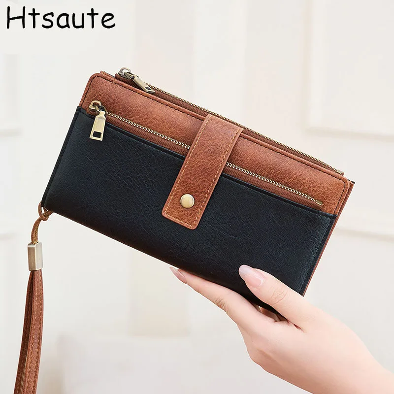 Elegant Women's Long Wallet PU Leather Clutch Wallets Credit Card Holder Ladies Cute Pink Wallet Purse with Zip Coin Pocket