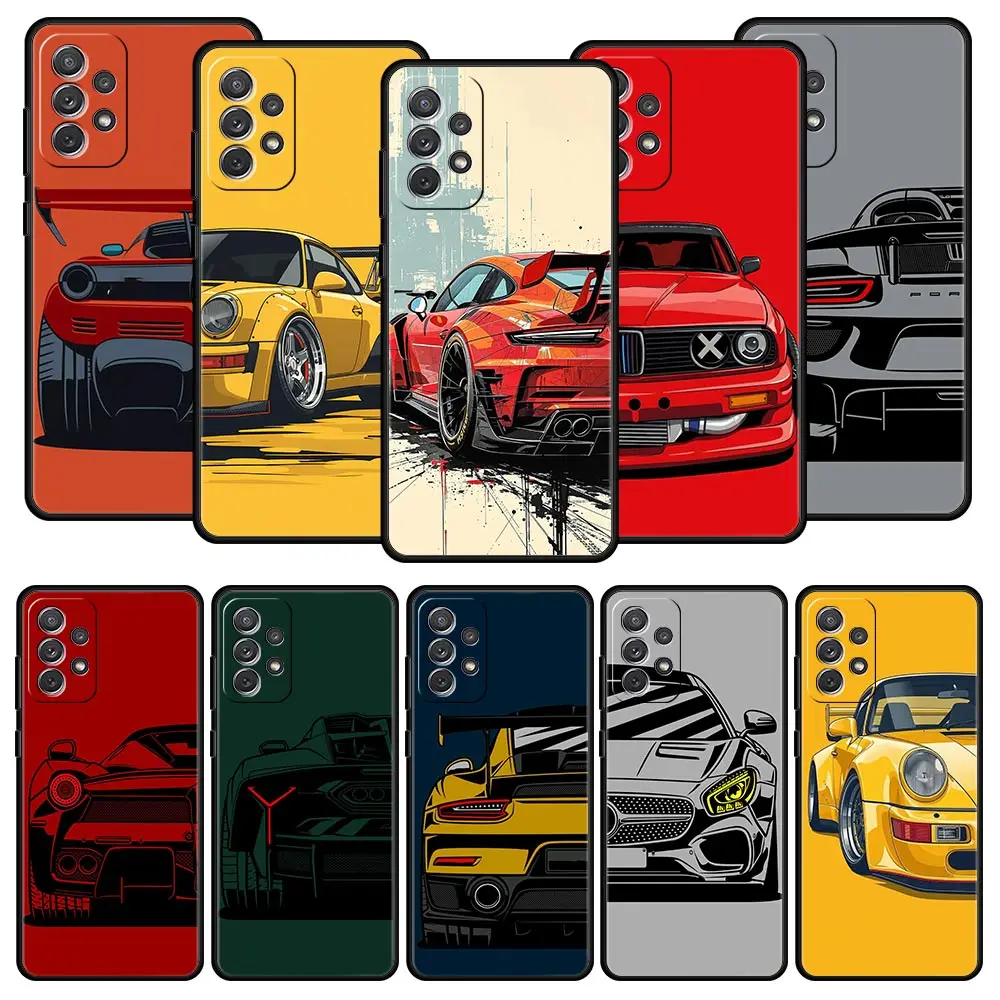 Cool Male Men Sports Cars Phone Case For Samsung A17 A15 A13 A51 A71 A41 A07 A05S A35 A55 A23 A25 A33 A53 A73 A57 A37 5G Cover