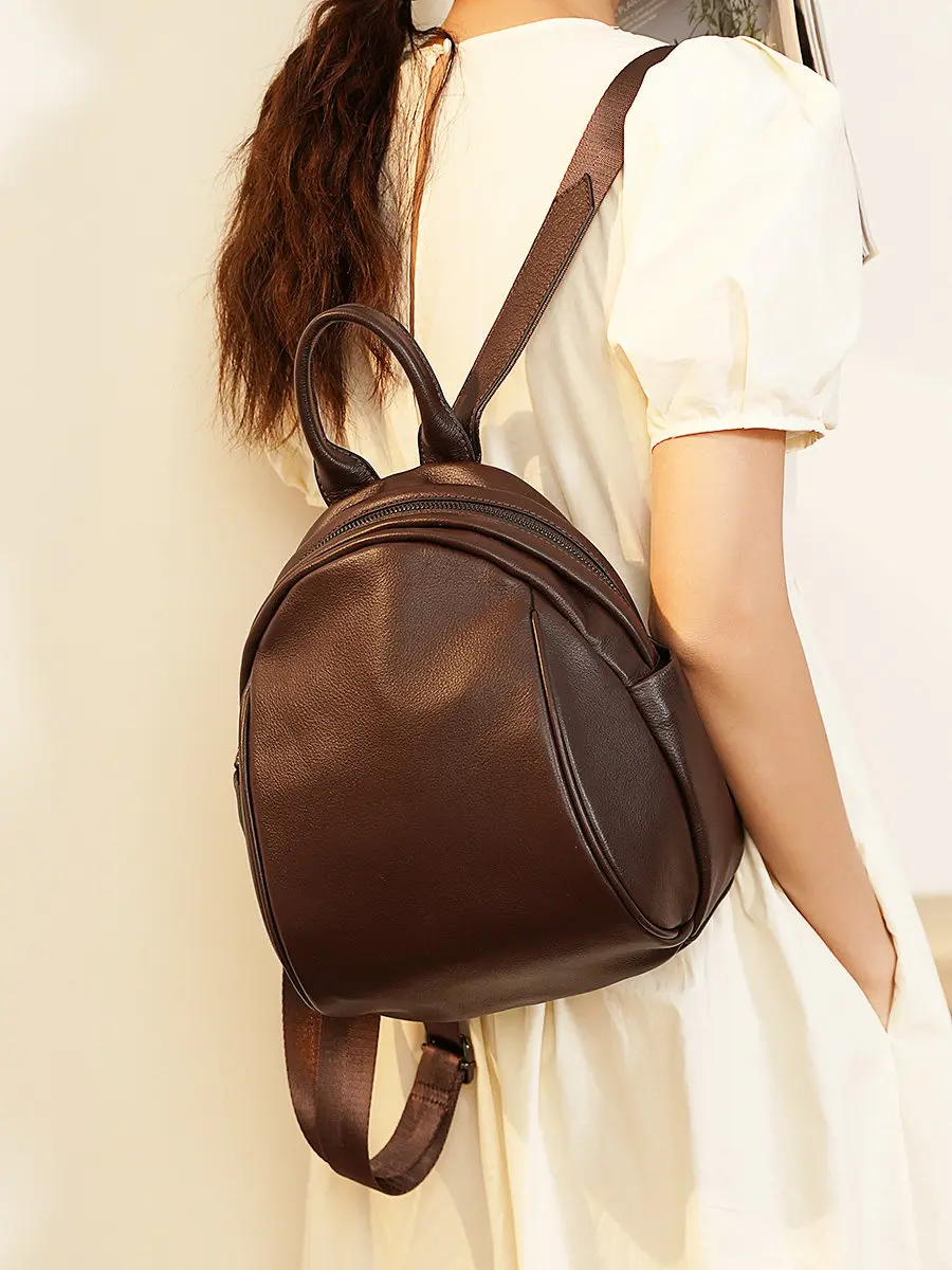 Backpack Women 2026 New Fashion Soft Genuine Leather Shell Bag Ladies Small Casual Backpack Bag
