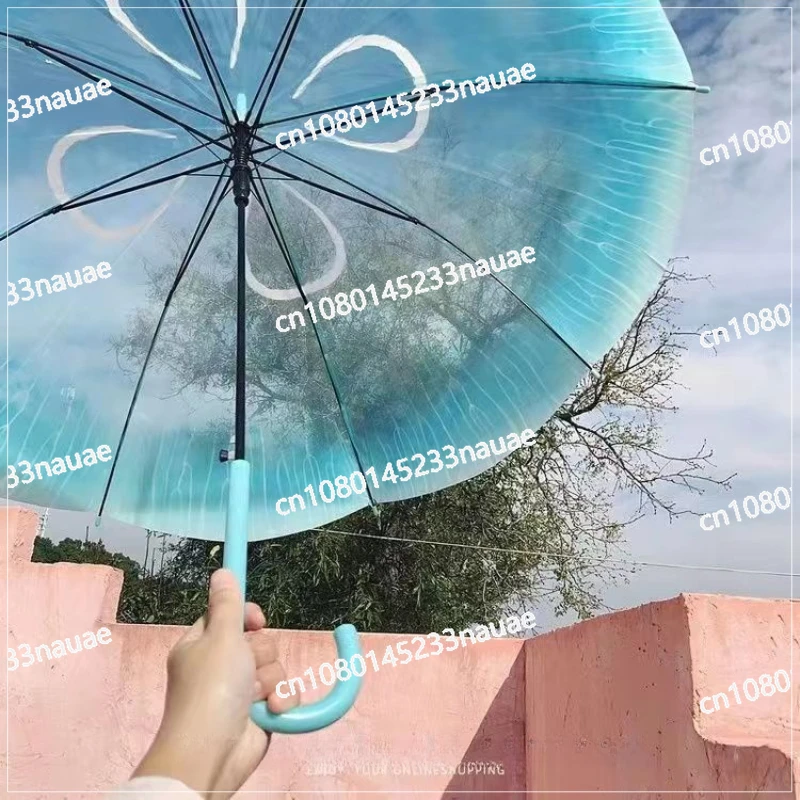 Umbrella High Value Transparent Long Handle Umbrella Japanese Automatic Thickened Windproof Portable Straight Handle Umbrella