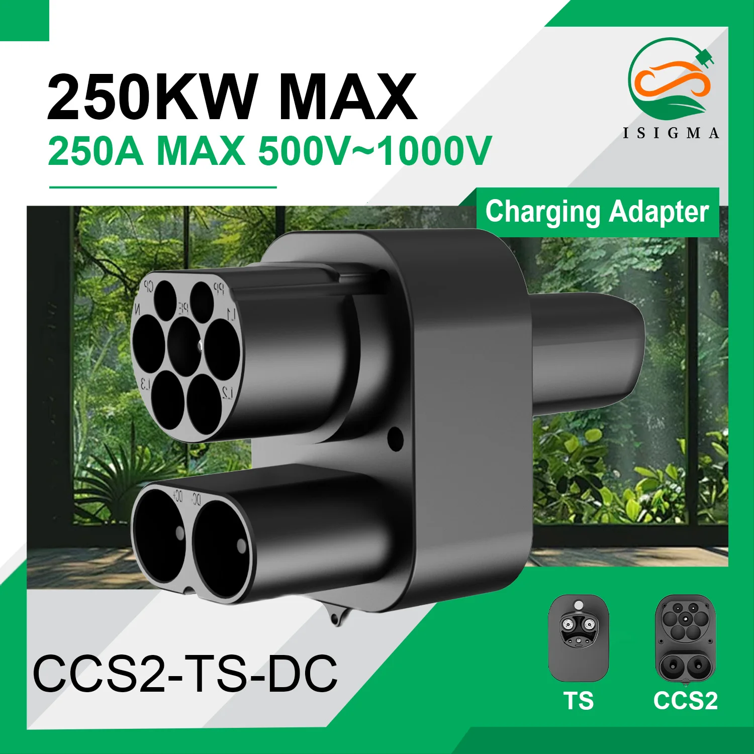 CCS2 to Tesla DC Adapter 250kW 250A Max, CCS2 Combo to NACS Adapter for Tesla Model Y/X/3/S, Support CCS2 & Type2 Fast Charger
