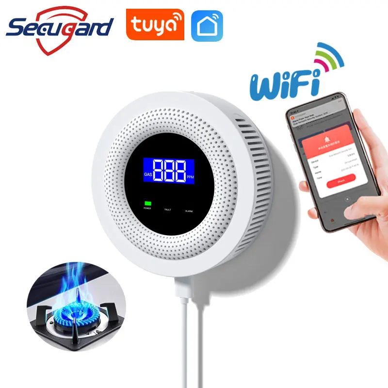 Tuya Wifi Gaslekdetector 433Mhz Draadloze Lpg-Lekkagesensor Smart Life App Controle Huisbeveiliging Keuken Geluidsalarm