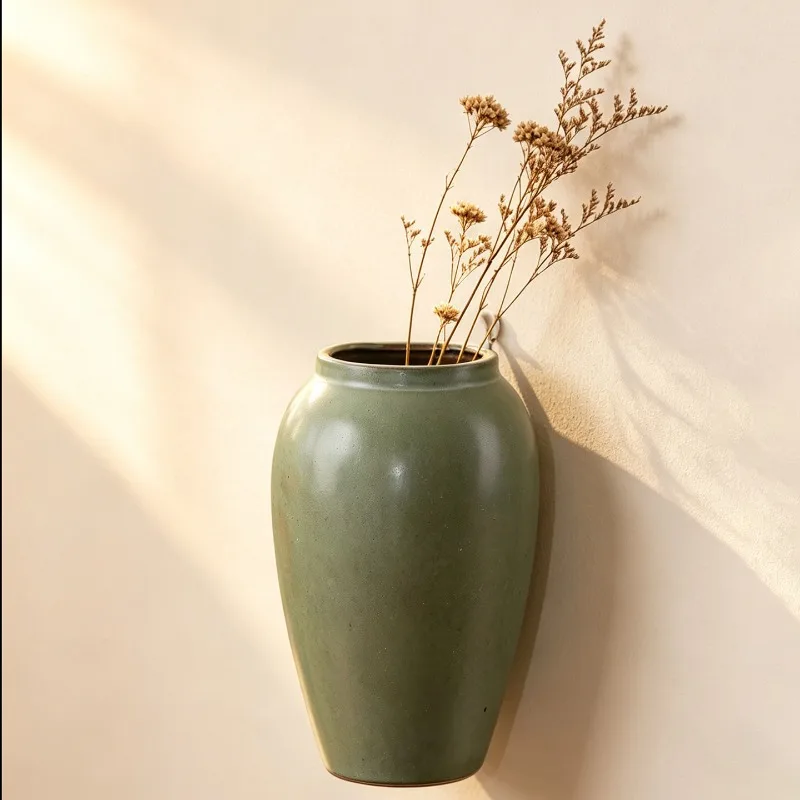 Wall hanging vase non-porous hydroponic flowers dried flower arrangement balcony wall hanging ceramics