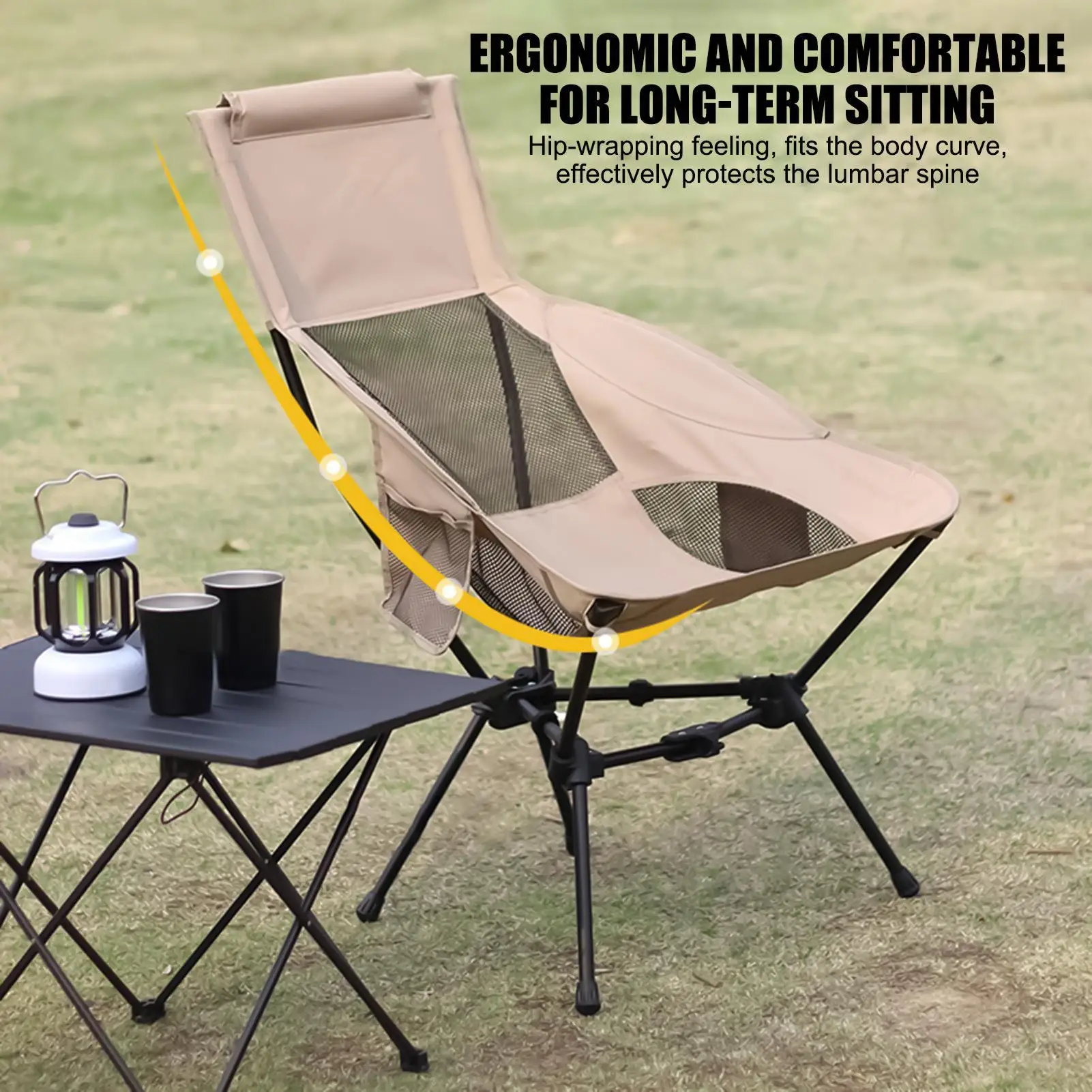 

Folding Camping Chairs Beach Fishing Chair Foldable Ultra Light Compact Heightened Seat With Head Support For Fishing Travel