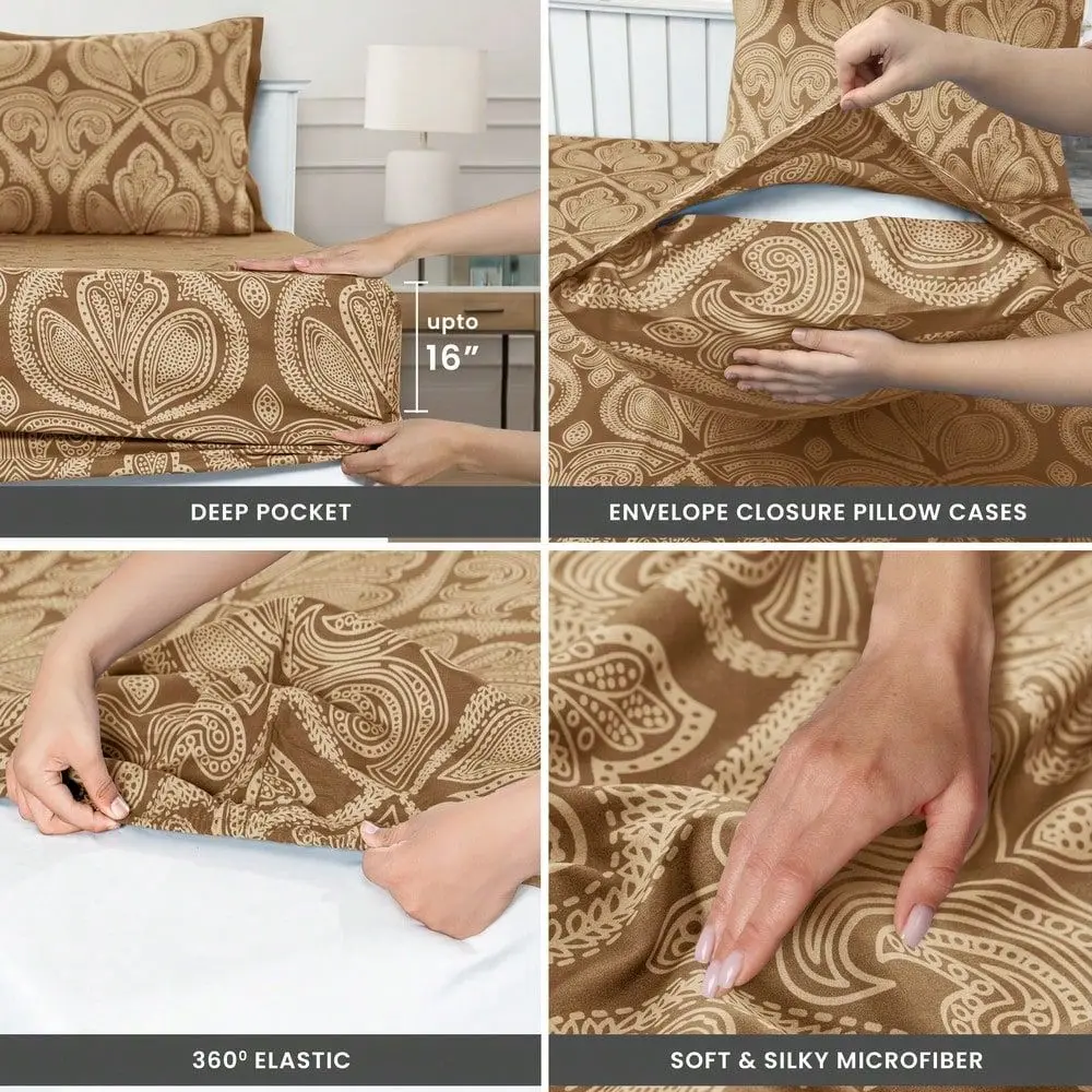 

Decor 6Piece Paisley Bed Sheets High GSM Brushed Microfiber Sheets Elevate Your Sleep Experience With 16InchDeep Pocket Bedding