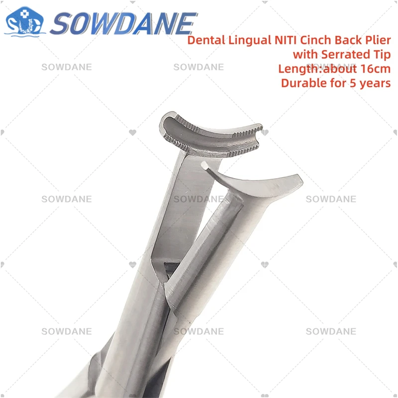

Dental Ortho Lingual ArchWire NiTi Cinch Back Plier Long Handle for Lingual tooth with Serrated Tip Dental Wire Bending Tool