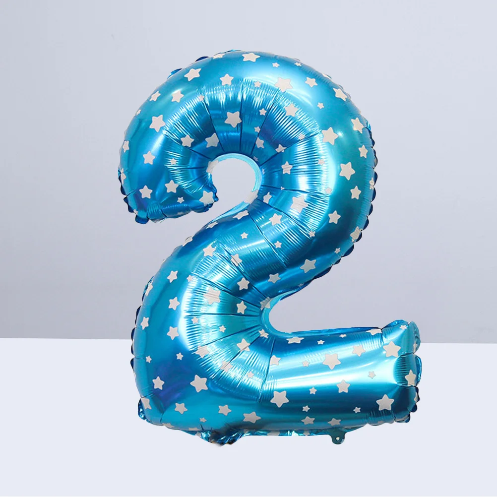 

32 Inch Aluminium Foil Number Balloon Blue Printed Decoration for Birthday Wedding Anniversary Events Number