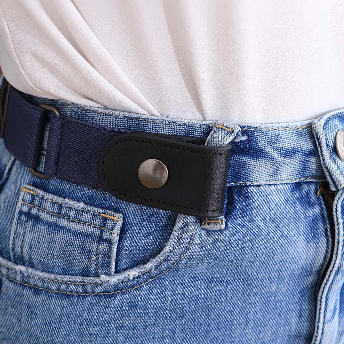

Unisex Slim Stretch Invisible Belt Plus Size Easy Adjustable Buckle Free No for Jeans Pants Dresses