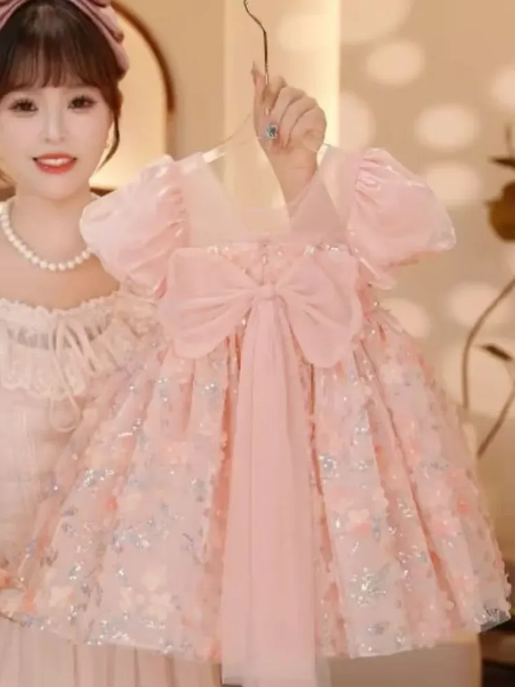 Vestido de Aniversário para Meninas 2025, Novo, Verão, Moda Borboleta, Saia Princesa Puff, Saia de Aniversário para Bebê de U...