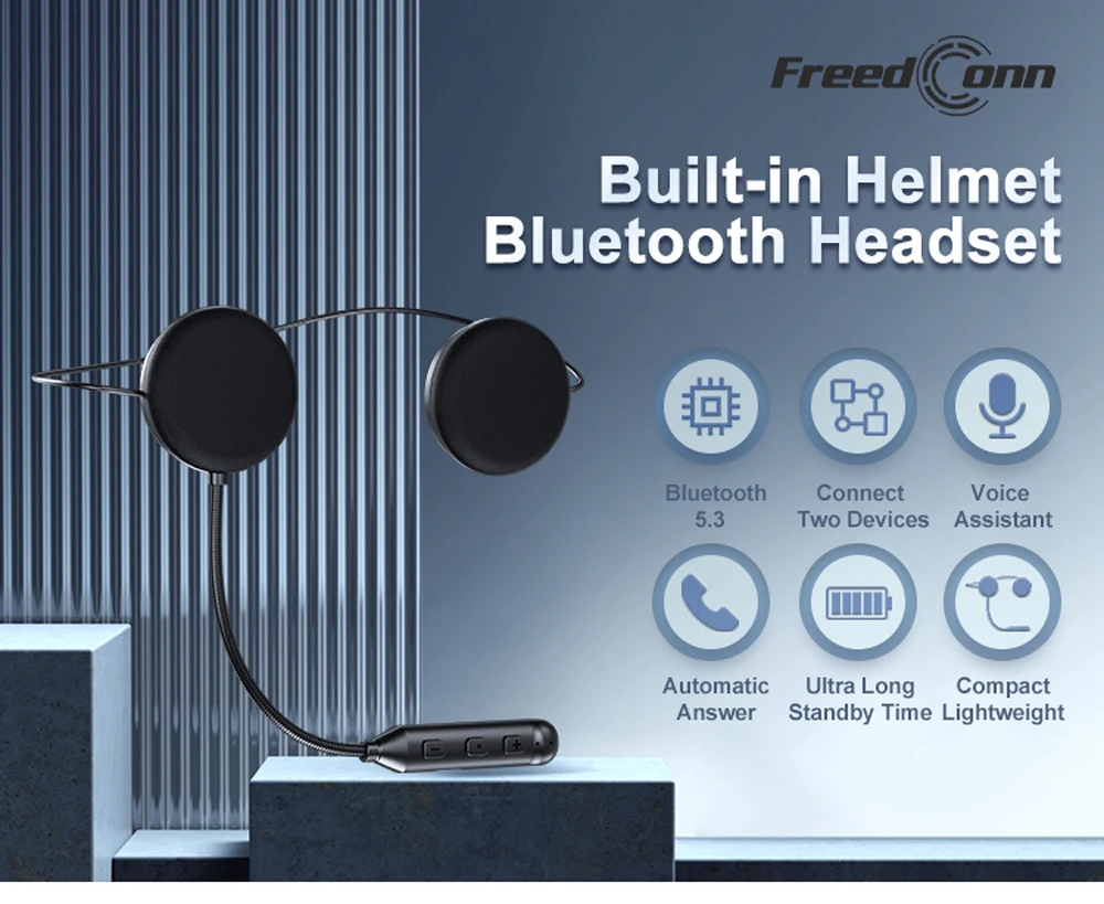 Freedconn LUVIN S1 Bluetooth 5.3 Motorradhelm-Headsets Kopfhörer BT Kabelloses Moto Stereo Intercom Freisprecheinrichtung Lange Akkulaufzeit – Detail 2